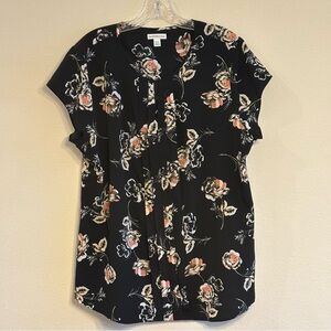 Croft & Barrow Women's Black Floral Blouse SZ XXL